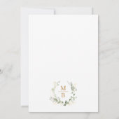 Gold Greenery Eucalyptus Monogram Script Trouwen Kaart (Achterkant)