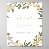 Gold Greenery Fall Wedding Oh Snap Sign Poster (Voorkant)