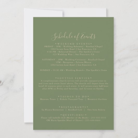 Gold Greenery Fall Wedding Welcome Letter (Achterkant)