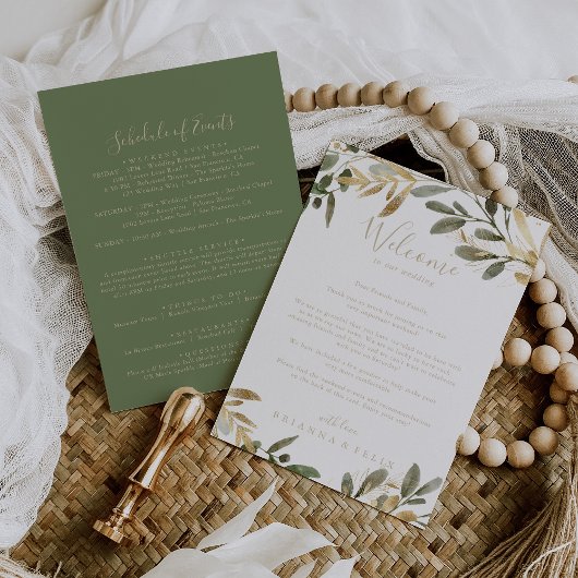 Gold Greenery Fall Wedding Welcome Letter