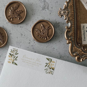 Gold Greenery Herfst Return Address Label