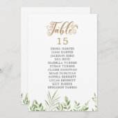 Gold Greenery Numéro de table Siège Cartes de tabl (Devant / Derrière)