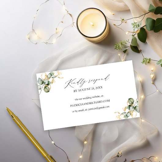 Gold Greenery Site Mariage Carte RSVP en ligne