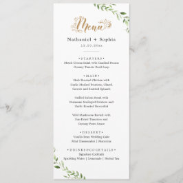 Gold Greenery Waterverf Trouwdiner Menu