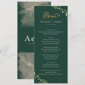 Gold Greenery Waterverf Trouwdiner Menu (Voorkant / Achterkant)
