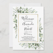 Gold Greenery Waterverf Wedding Ceremony Program Kaart (Voorkant)