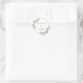 Gold Greenery Waterverf Wedding Envelope Afdichtin Ronde Sticker (Tas)