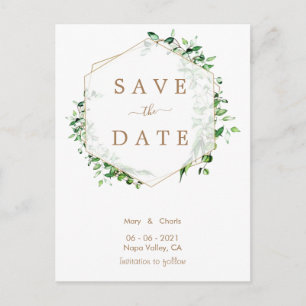 Gold Greenery Wedding Enregistrer la date carte po