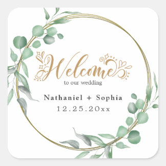 Gold Greenery Wedding Welkom Plein Sticker