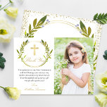 Gold Greenery Wreath Communion Carte de remercieme<br><div class="desc">Gold Greenery Wreath Communion Carte de remerciements</div>