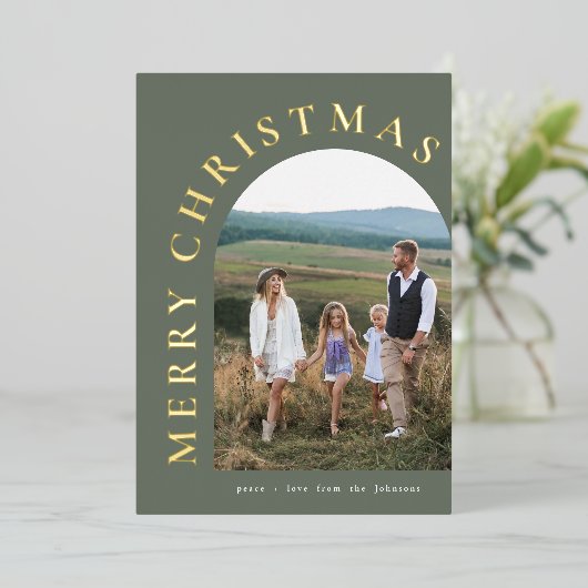 Gold Greeting Holiday Arch Folie Uitnodiging (Staand Voorkant)