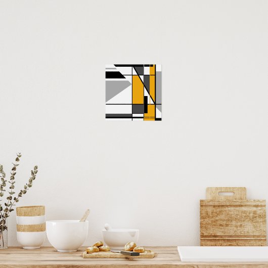 Gold Grey Black Mosaic-achtig Abstract Design Post Poster (Keuken)