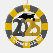 Gold Grey Class of 2025 (Naam toevoegen) Afstudere Keramisch Ornament (Voorkant)
