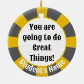 Gold Grey Class of 2025 (Naam toevoegen) Afstudere Keramisch Ornament (Achterkant)