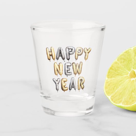 Gold Grey Happy New Year Shot Glas (Voorkant)