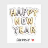 Gold Grey Happy New Year Sticker (Vel)