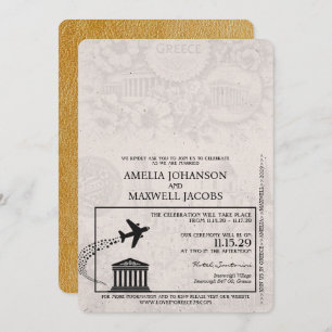 Gold Griekenland Paspoort Uitnodiging voor de brui