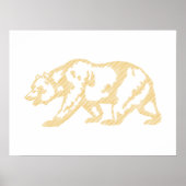 Gold Grizzly Bear Animal Line Art Print Poster (Devant)