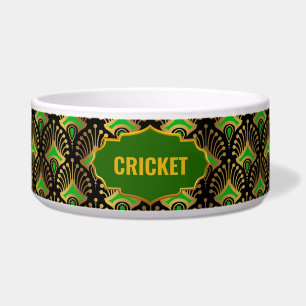 Gold-, groen- en zwart Deco-patroon, aangepaste na Voerbakje