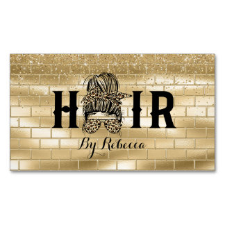 Gold Hair Stylist Magnetic Visitekaartje Magnetisch Visitekaartje