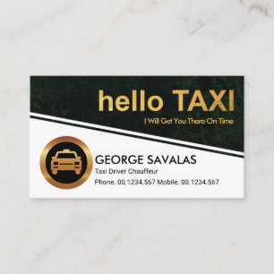 Gold Hallo Taxi Signage Green Grunge Taxi Driver Visitekaartje