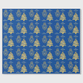 Gold Hamsa en kerstboompapier Cadeaupapier (Vlak)