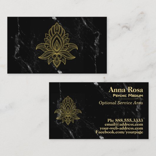 ~ Gold Hamsa Zwart Wit Marmer Heilig Visitekaartje (Voorkant / Achterkant)