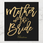 Gold Hand lettering - moeder van de bruid Wijn Etiket (Enkel label)