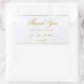 Gold Hand Script Dank u tekst Marmer Sjabloon Rechthoekige Sticker (Tas)