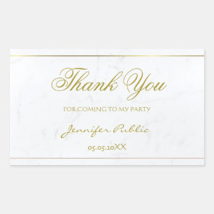 Gold Hand Script Dank u tekst Marmer Sjabloon Rechthoekige Sticker