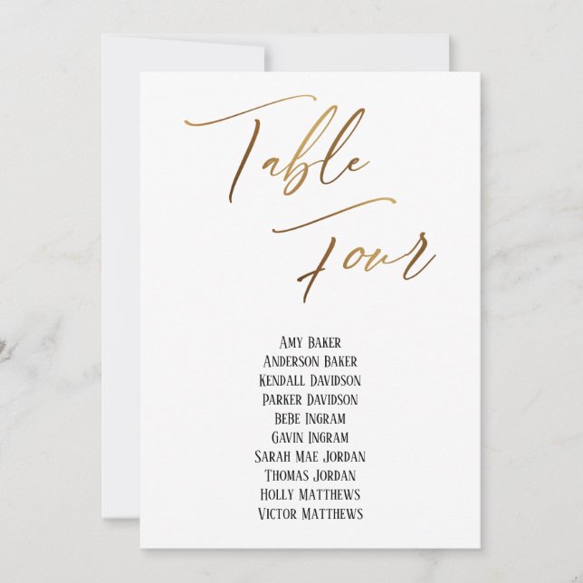 Gold Handschriftafel met vier zetelkaarten (Voorkant)