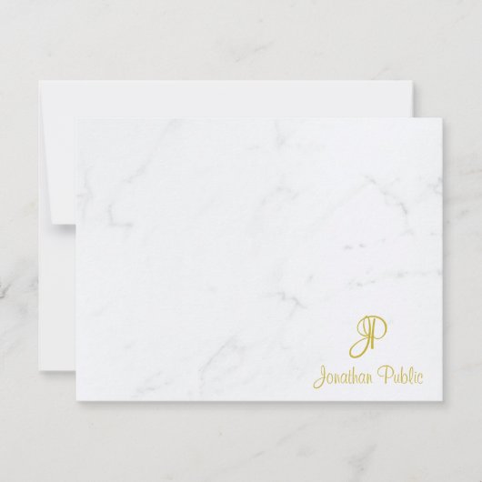 Gold Handwrite Script Name Text Marble Sjabloon (Voorkant)