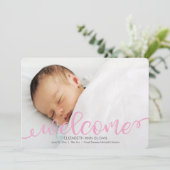 Gold Handwrited Baby Geboortefoto Aankondiging (Staand voorkant)