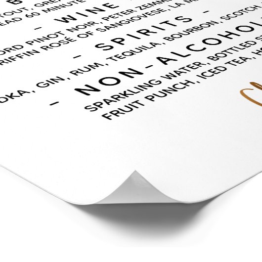 Gold Handwriting Open Bar-menu Poster (Hoek)