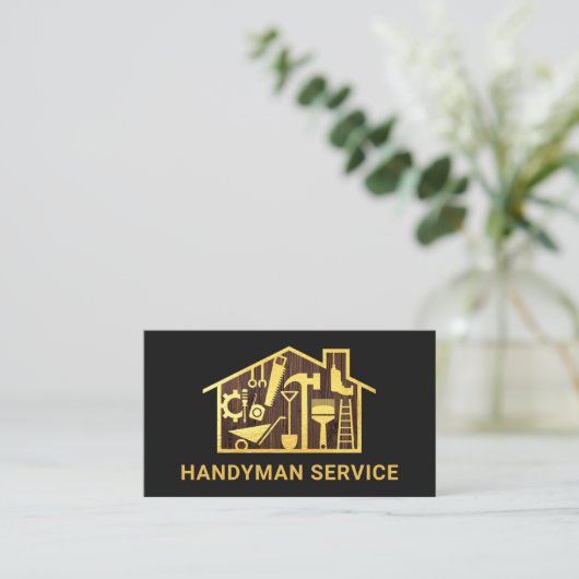 Gold Handyman Building Tools Home Visitekaartje (Staand voorkant)