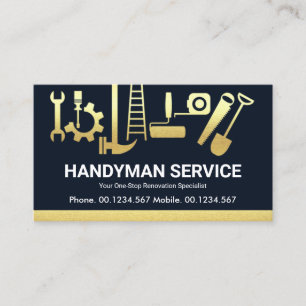 Gold Handyman Construction Tools Home Remodeling Visitekaartje