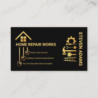 Gold Handyman Tools Button Rooftop Visitekaartje