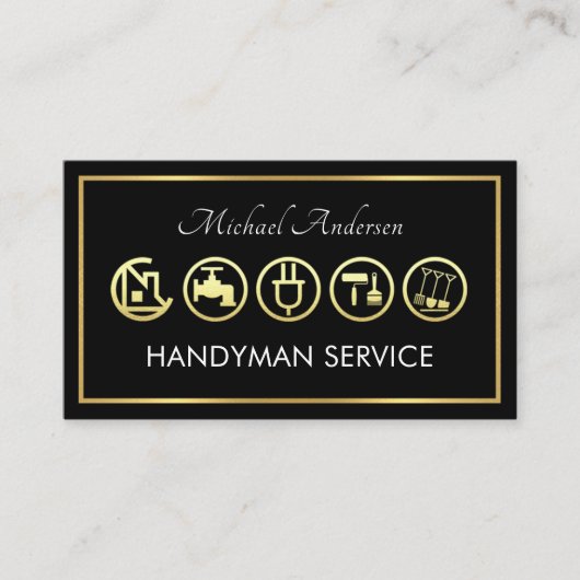 Gold Handyman Tools Frame Visitekaartje (Voorkant)
