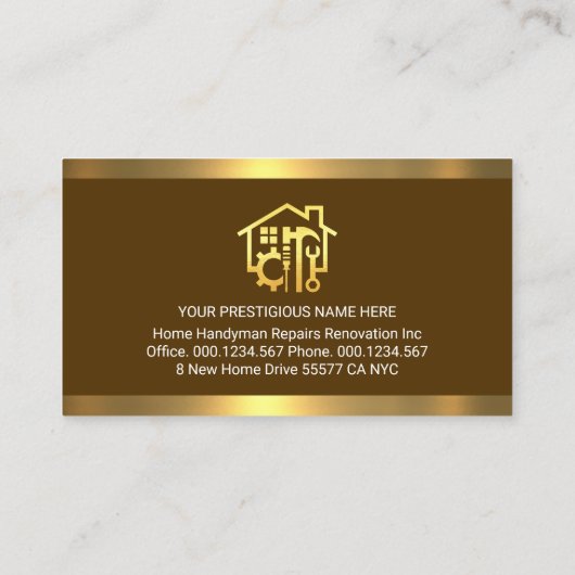 Gold Handyman Tools Gold Frame Visitekaartje (Achterkant)