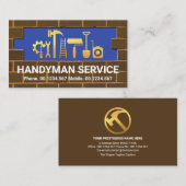 Gold Handyman Tools in Brick Wall Masonry Visitekaartje (Voorkant / Achterkant)
