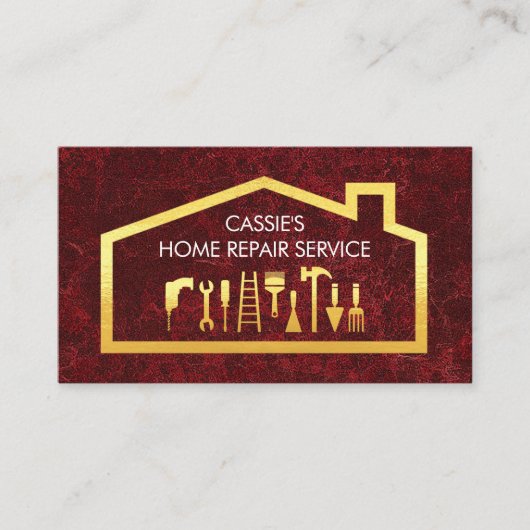 Gold Handyman Tools On Building Frame Visitekaartje (Voorkant)