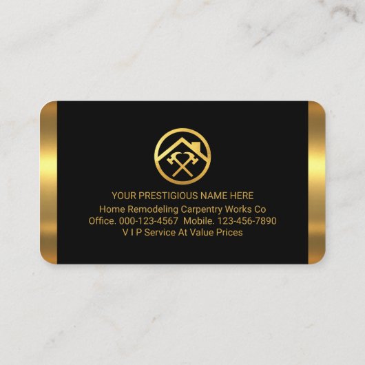 Gold Handyman Tools On Gold Layers Visitekaartje (Achterkant)