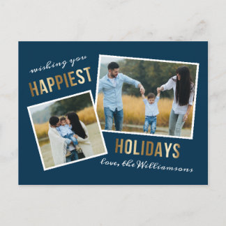 Gold Happiest Feestdagen Script Kerstfoto