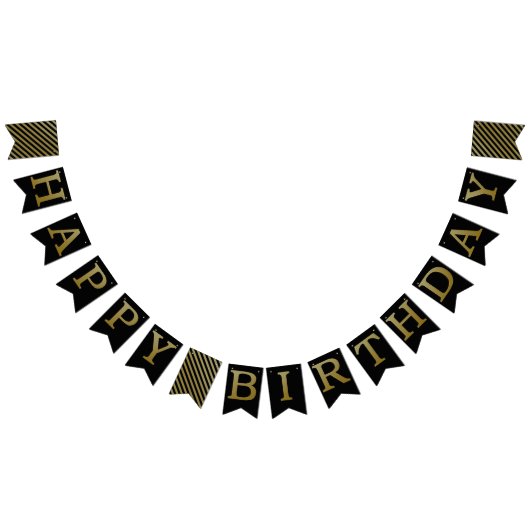 Gold Happy Birthday-banner Vlaggetjes (Alle)