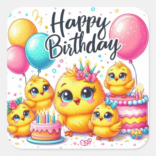 Gold Happy Birthday Classic Round Sticker (Voorkant)