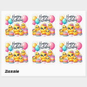 Gold Happy Birthday Classic Round Sticker (Vel)
