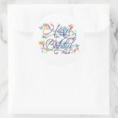 Gold Happy Birthday Classic Round Sticker (Tas)