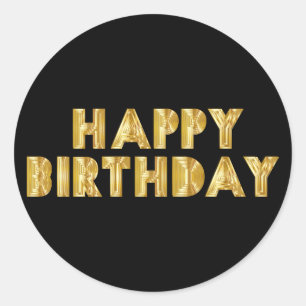Gold Happy Birthday Ronde Sticker