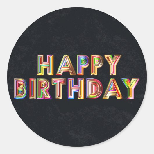 Gold Happy Birthday Ronde Sticker (Voorkant)