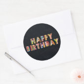 Gold Happy Birthday Ronde Sticker (Envelop)